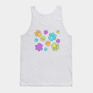 Kids Pawprint Pattern – Orange Purple Green Blue Tank Top